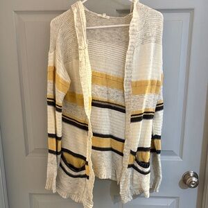Maurices Cream and Yellow Striped Cardigan